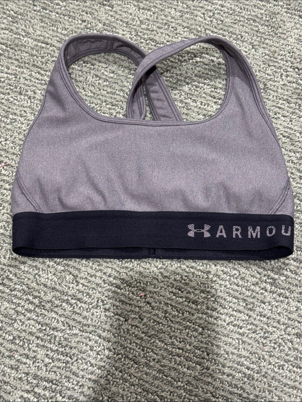 Under Armour Heathered Mauve Crossback Sports Bra with Black Band